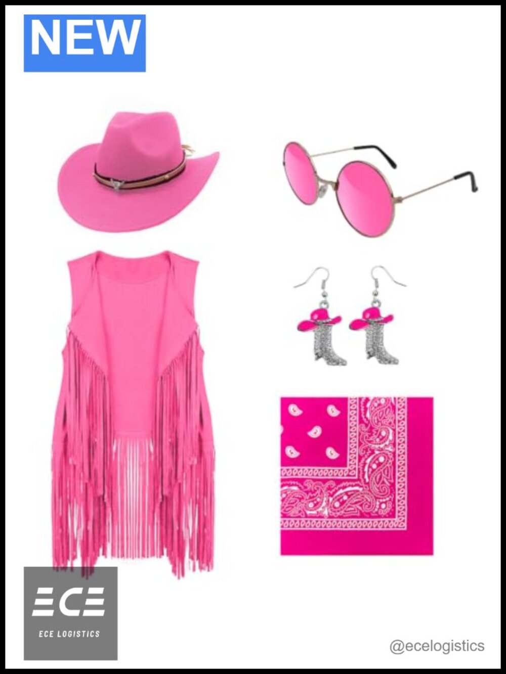 Faux Suede Cowgirl Costume Set Fringe Vest Hat Western Accessories